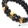 TCC™ Natural Golden Tiger Eye And Black Onyx Stone Bracelet